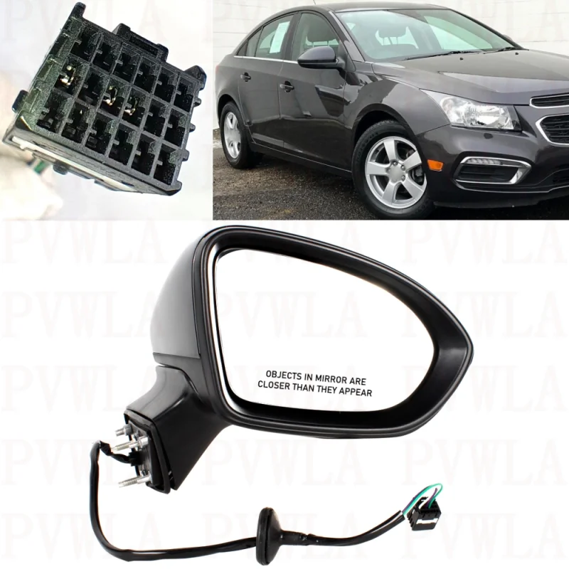 Right Side 3 Pins Black Painted Heated Mirror 39125814/39063935 For Chevrolet Cruze 2016 2017 2018 2019