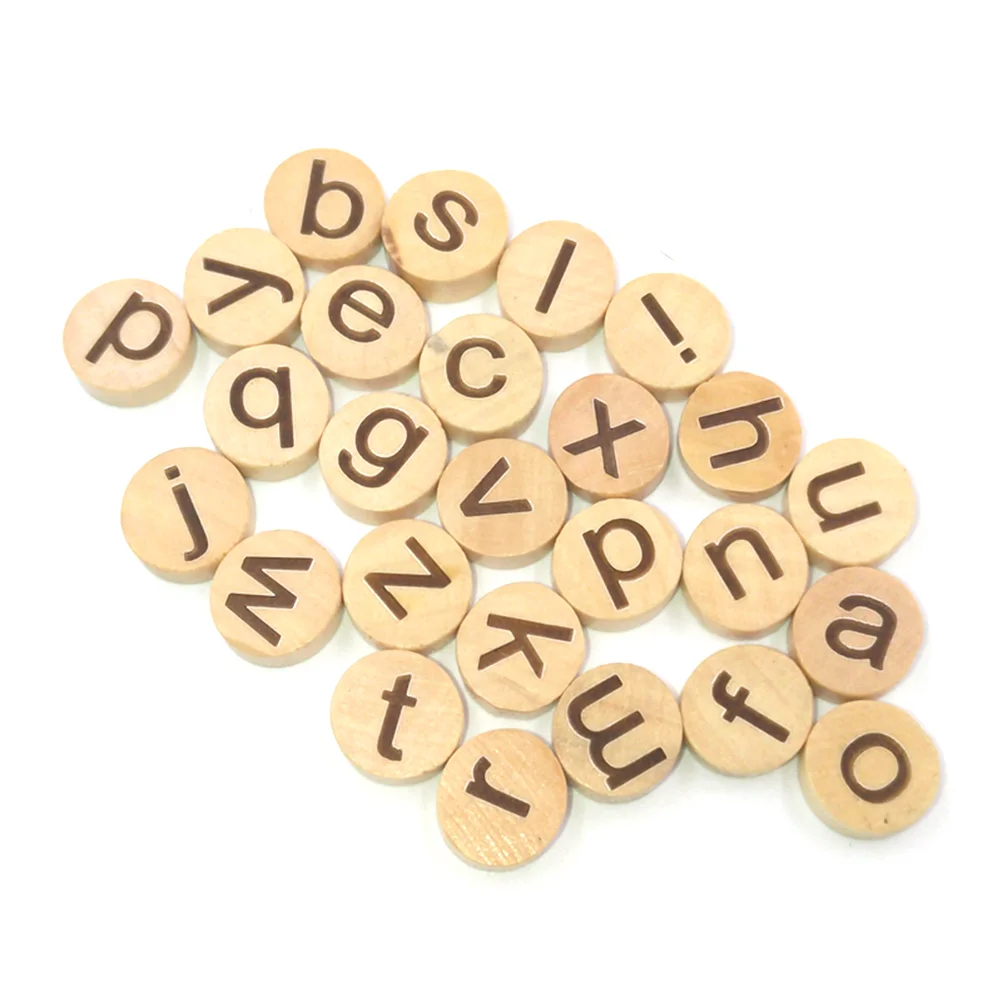 78 Pcs Bead Whiteboard Letter Numbers Chips Ornaments for Kids Wooden Slices Alphabet Pieces