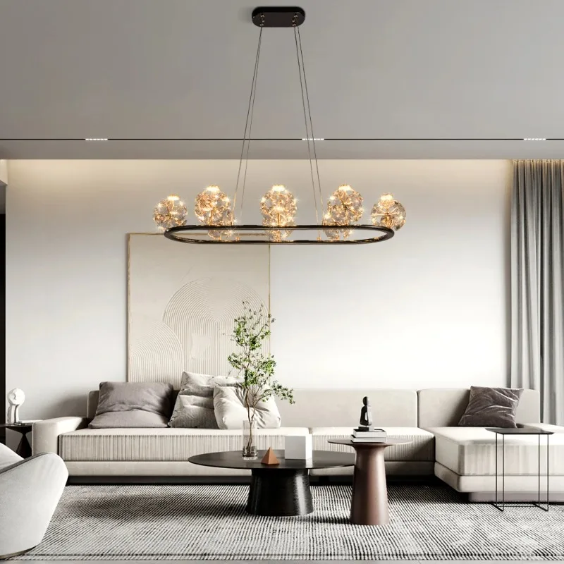 

Modern Crystal Glass Ball Ceiling Chandelier Table Dining Living Room Kitchen Bedroom Island Villa Hall High-End Hanging Lamps