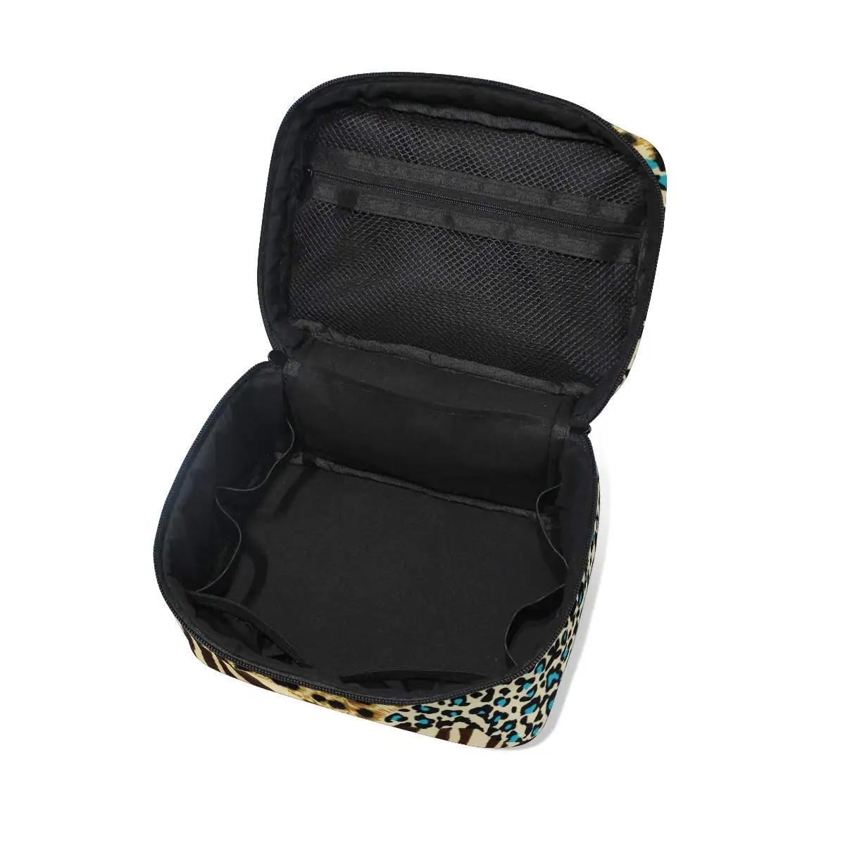 Cosmetic Bag Animal Print Zebra Leopard Travel Makeup Organizer Bag Portable Train Case for Women Girls