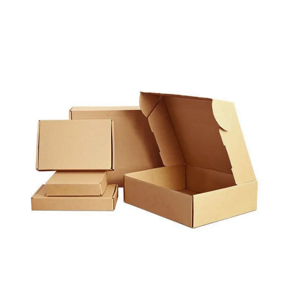 10PCS Small Shipping Boxes Brown Corrugated Cardboard Mailer Box for Packing Mailing Business Kraft Paper Packaging Box