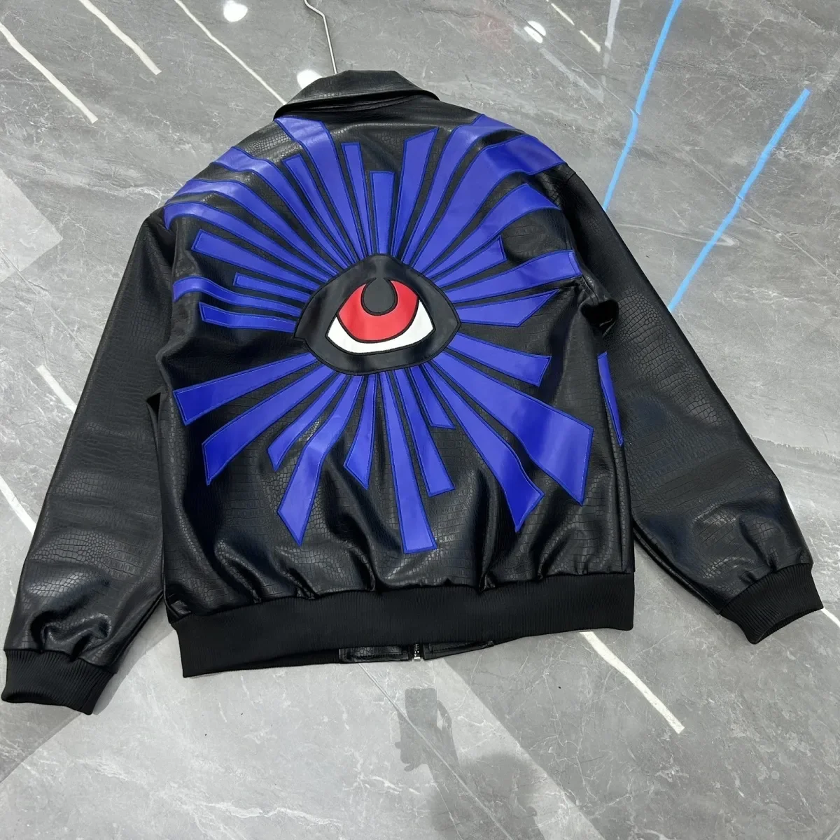 Heavy Industry Embroidery The Eye of Truth Motorcycle Coat Men's and Women's Stand Collar Flight Jacket Leather Jacket New Coat