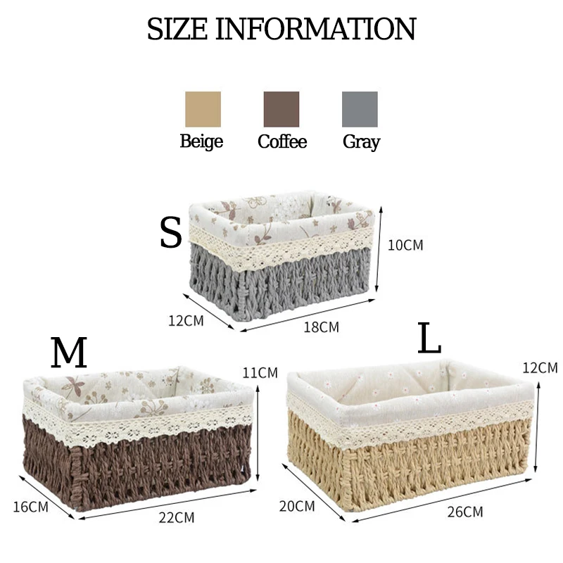 Rattan Storage Basket Household Woven Storage Basket Desktop Debris Sorting and Storage Snack Storage Box Debris Basket