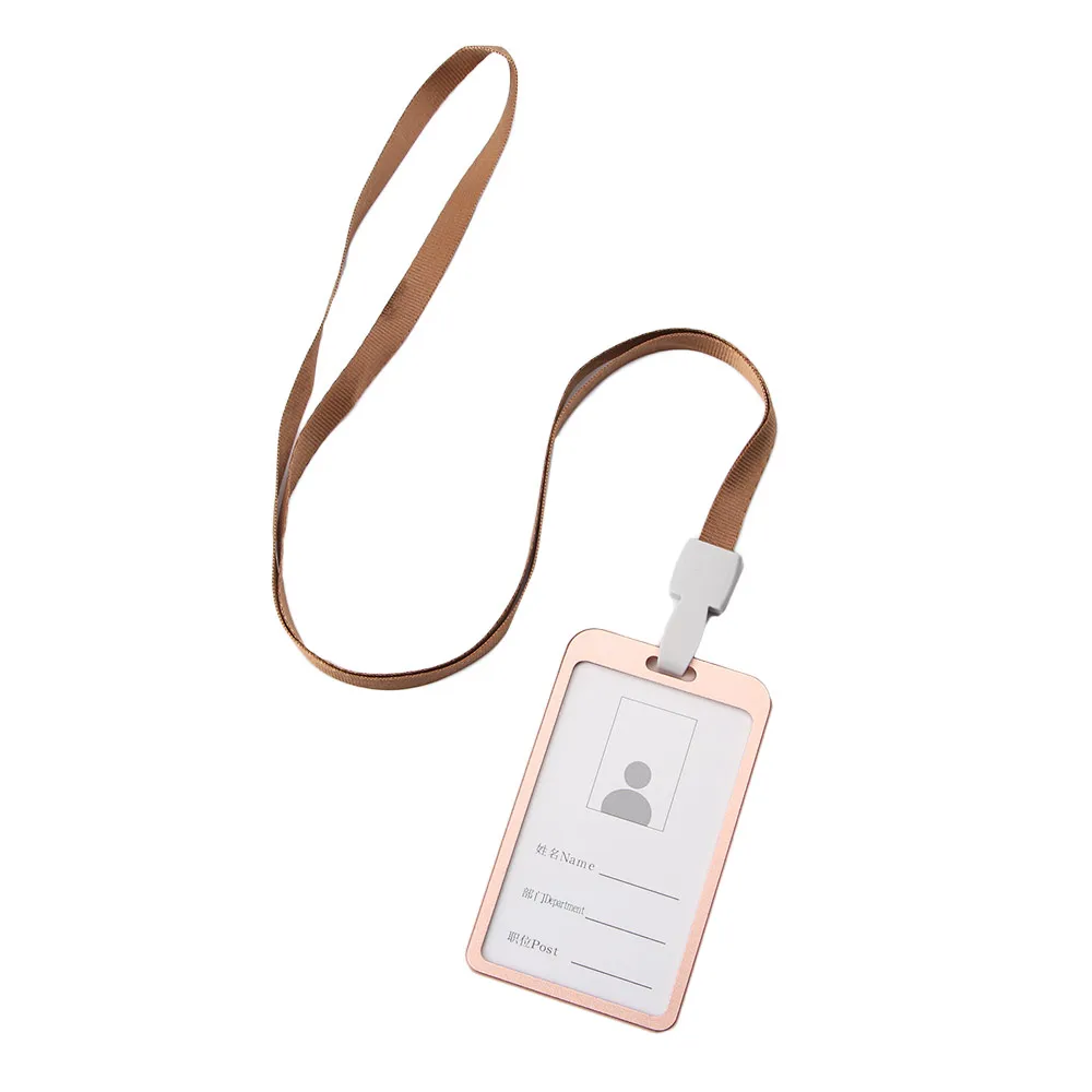 Employee Alloy Credit Metal Case Business Certificate Company Security Pass Tag Work Badge ID Card Holder with Lanyard