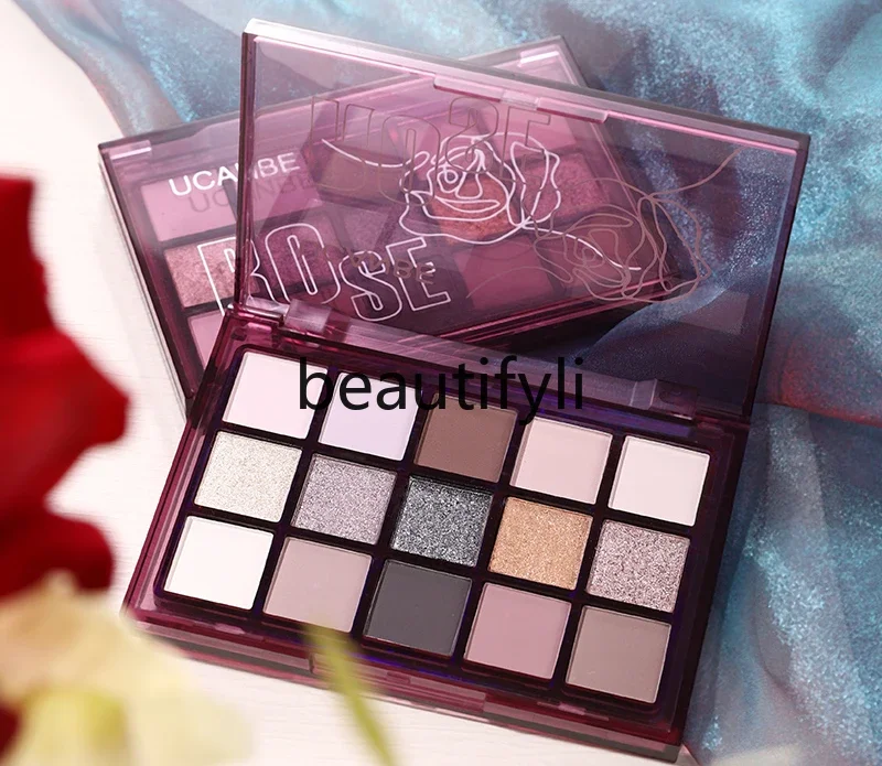 

Smoky Makeup Cool Rose 15 Color Eyeshadow Disc Cement Grey Rose Pink Purple Pink Brown Pearlescent