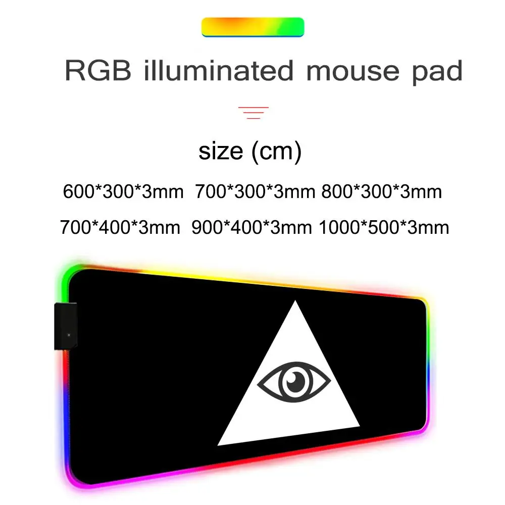 Pyramid Eye Symbol Mouse Pad Gamer Rgb Desk Mat Back Light Led Mousepad Setup Gaming Accessories Deskmat Big Mousepad Backlight
