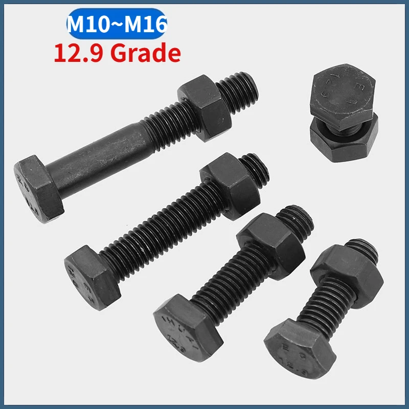 Beicai Fully / Part Threaded Hexagon Bolts & Hexagon Full Nuts High Tensile Grade 12.9 Black Screws M10 M12 M14 M16
