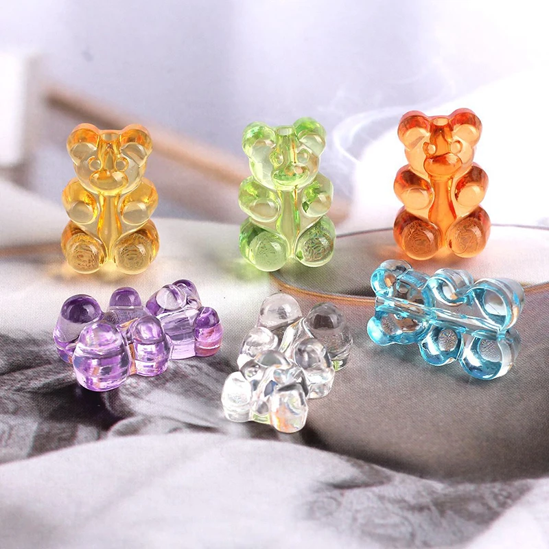 50pcs Colorful Bear Acrylic Beads Cute Transparent Gummy Bear Series Bead For Jewelry Making DIY Bracelet Earring Christmas Gift