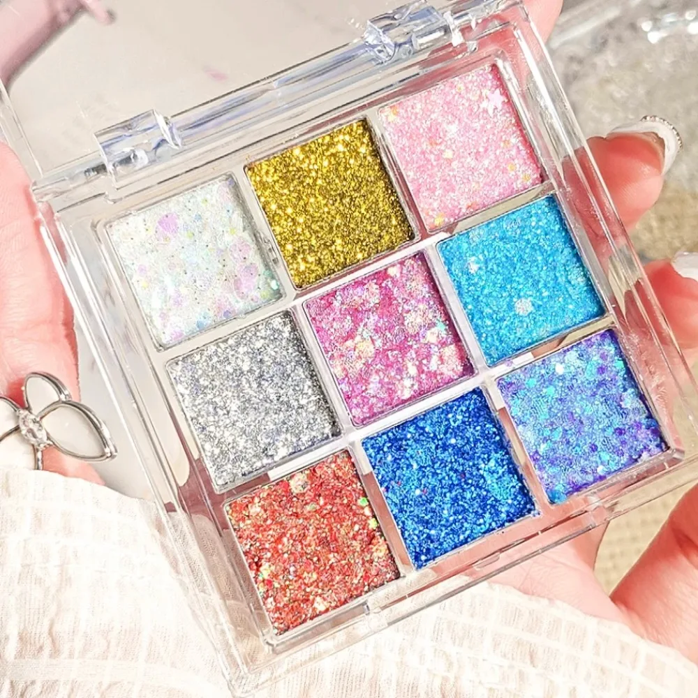 9 Color Glitter Eyeshadow Palette High Pigment Gold Shimmer Matte and Sparkle Finish Multi Tones for Daily Glam and Party Looks