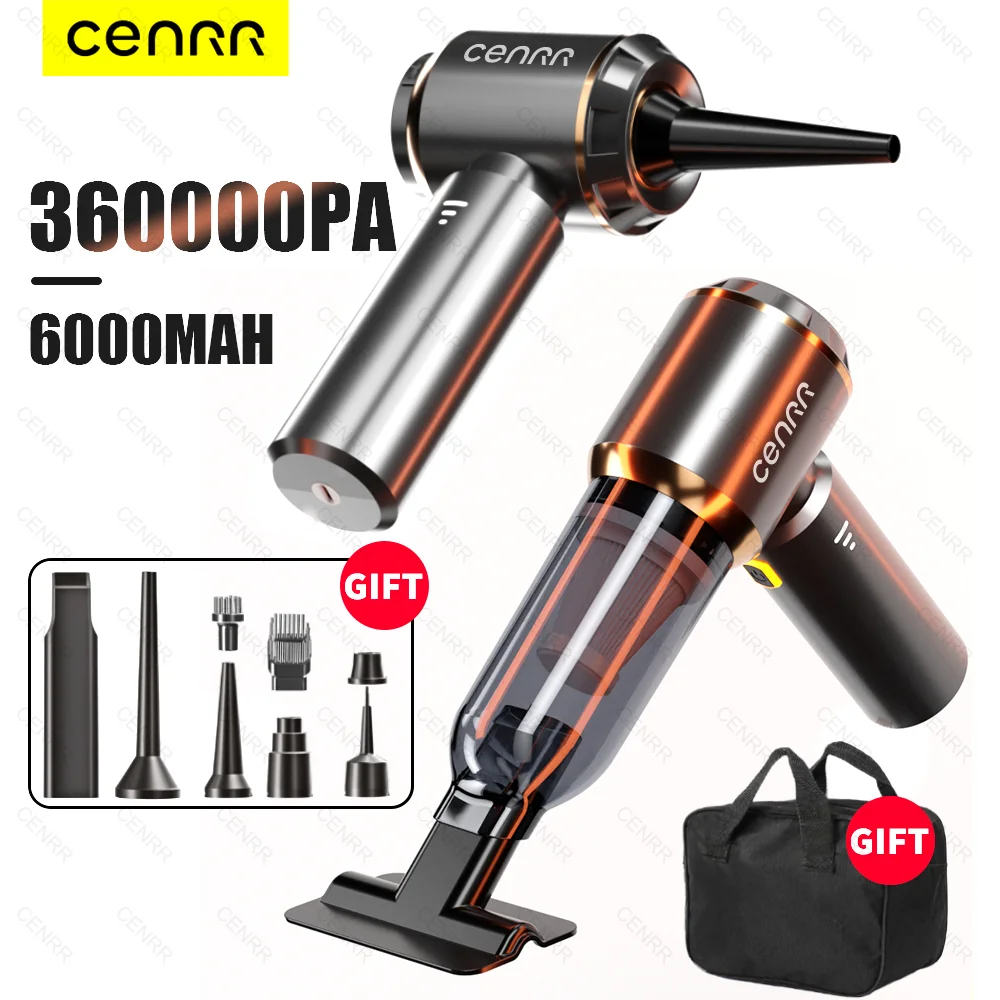 CENRR Mini Car Vacuum Cleaner 360000PA Strong Suction Car Cleaner for Home Appliance Wireless Portable Handheld Vacuum Cleaner
