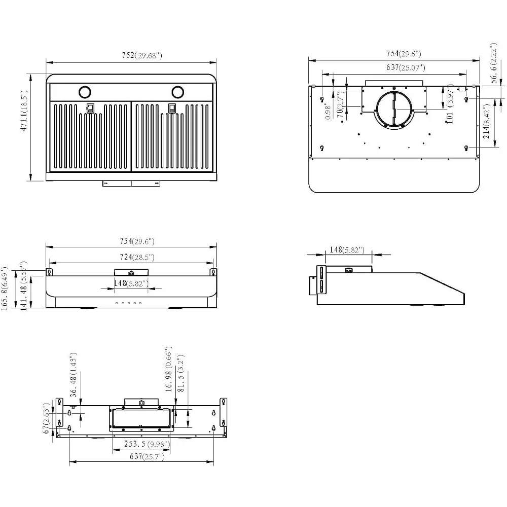 Range Hood 30 inch Under Cabinet, Two Powerful Motors, Stainless Steel Kitchen Vent Stove Hood