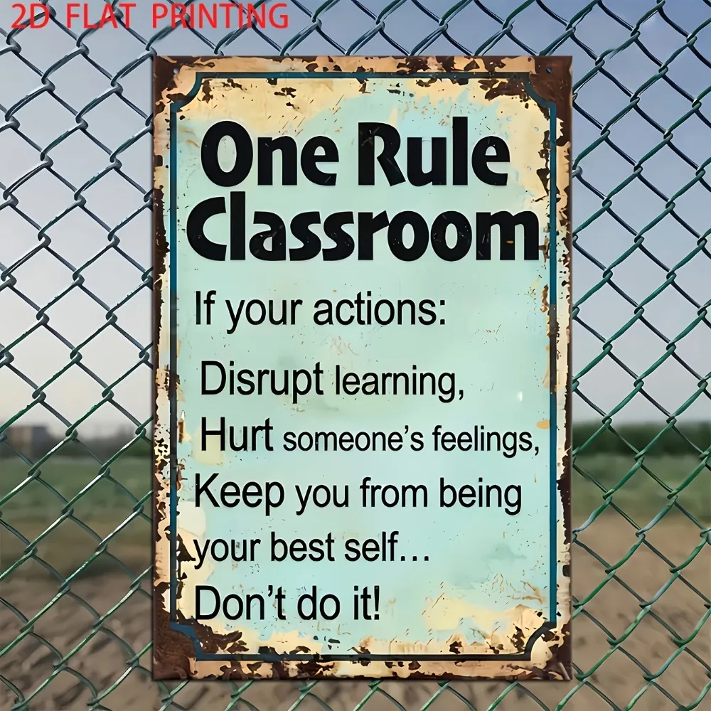 CIFBUY Retro One Rule Classroom Motivational Aluminum Wall Art Waterproof Wearproof Home School Room Yard Decor Gift