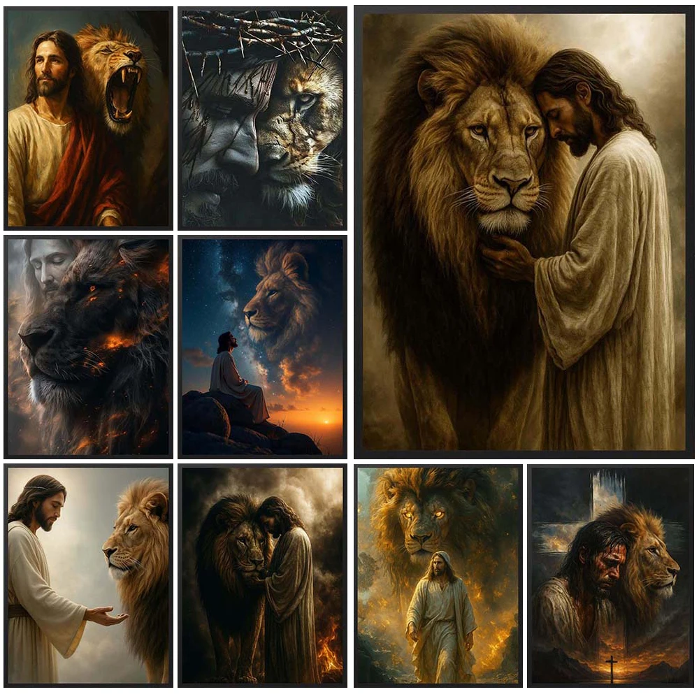 Affiche murale de travail missionnaire, christianisme, jésus, Lion, Religion, images murales pour église, décoration de maison, peinture sur toile d'art mural sans cadre