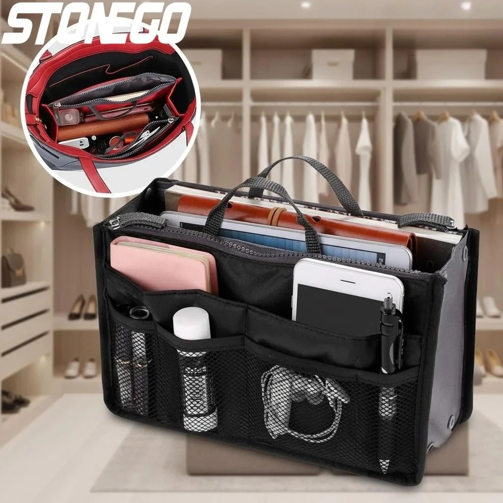 

Large Capacity Multifunctional Bi-fold Travel Handbag Double Zipper Storage Organizer for Makeup Toiletries