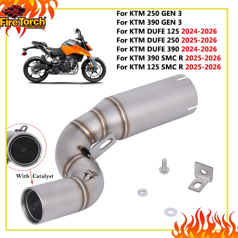 Slip-On Auspuff für KTM DUKE 390 250 KTM125 GEN3 125 SMC R 2024 2025 2026 Motorrad Auspuffanlage Mittelrohr 51mm Schalldämpfer