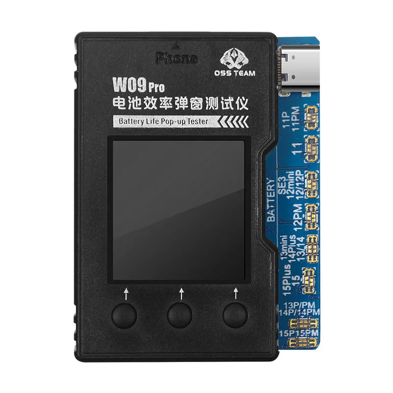 OSS W09 Pro V3 Battery Tester for iPhone 11 -15 Series Life Pop-up Tester with Efficiency Cycle Times Modification Firmware Tool