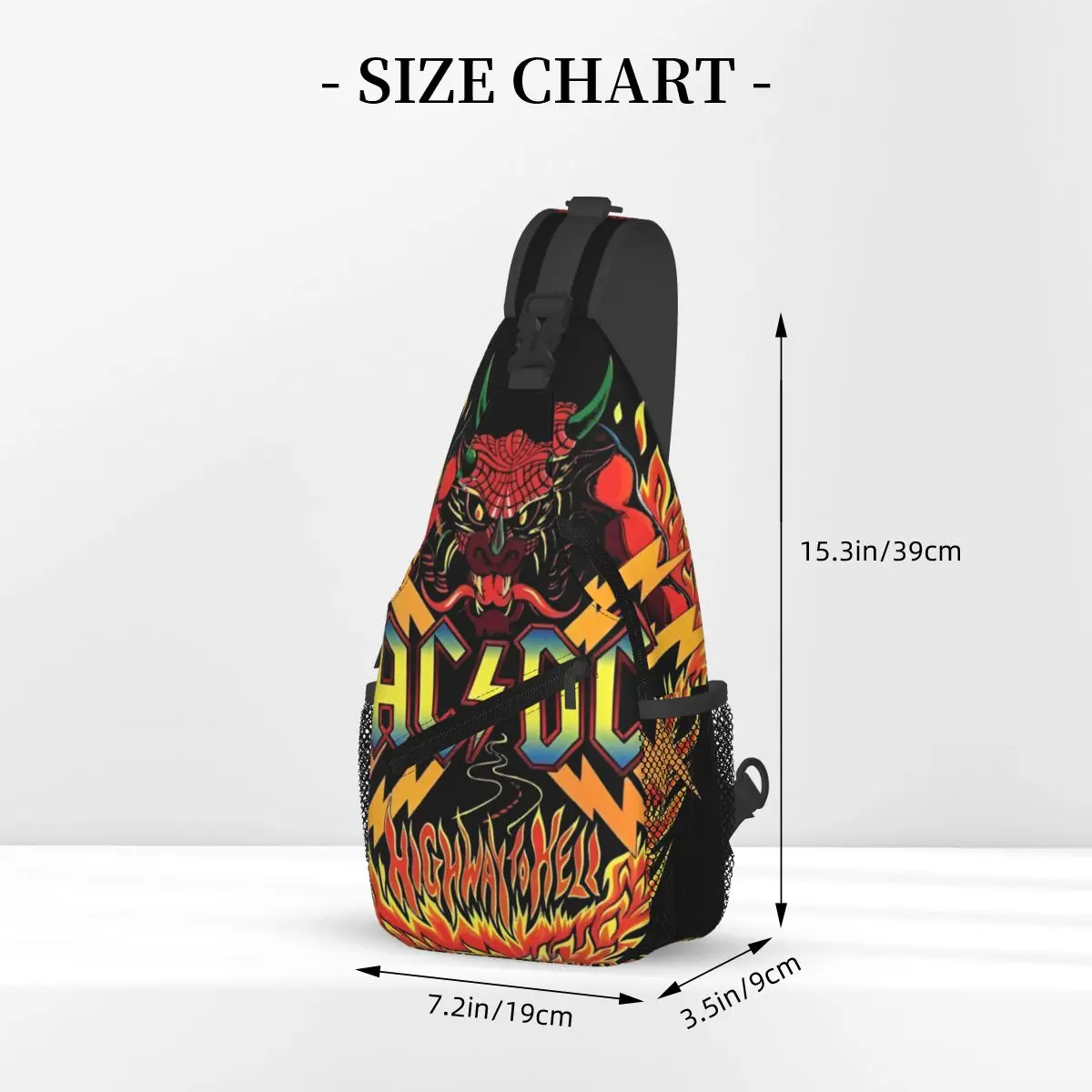 A-ACDCS Logo Hiphop Small Sling Bags Chest Crossbody Shoulder Sling Backpack Outdoor Hiking Daypacks Printed Satchel