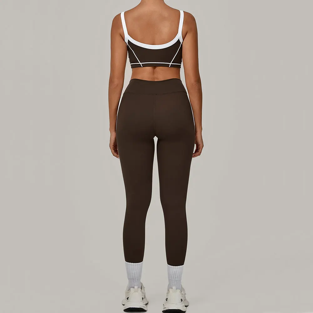 Yoga Suit Women Tracksuit 2PCS Sports Bra High Waist Leggings Sports Outfit Gym Set Fitness Workout Clothes Running Sportswear