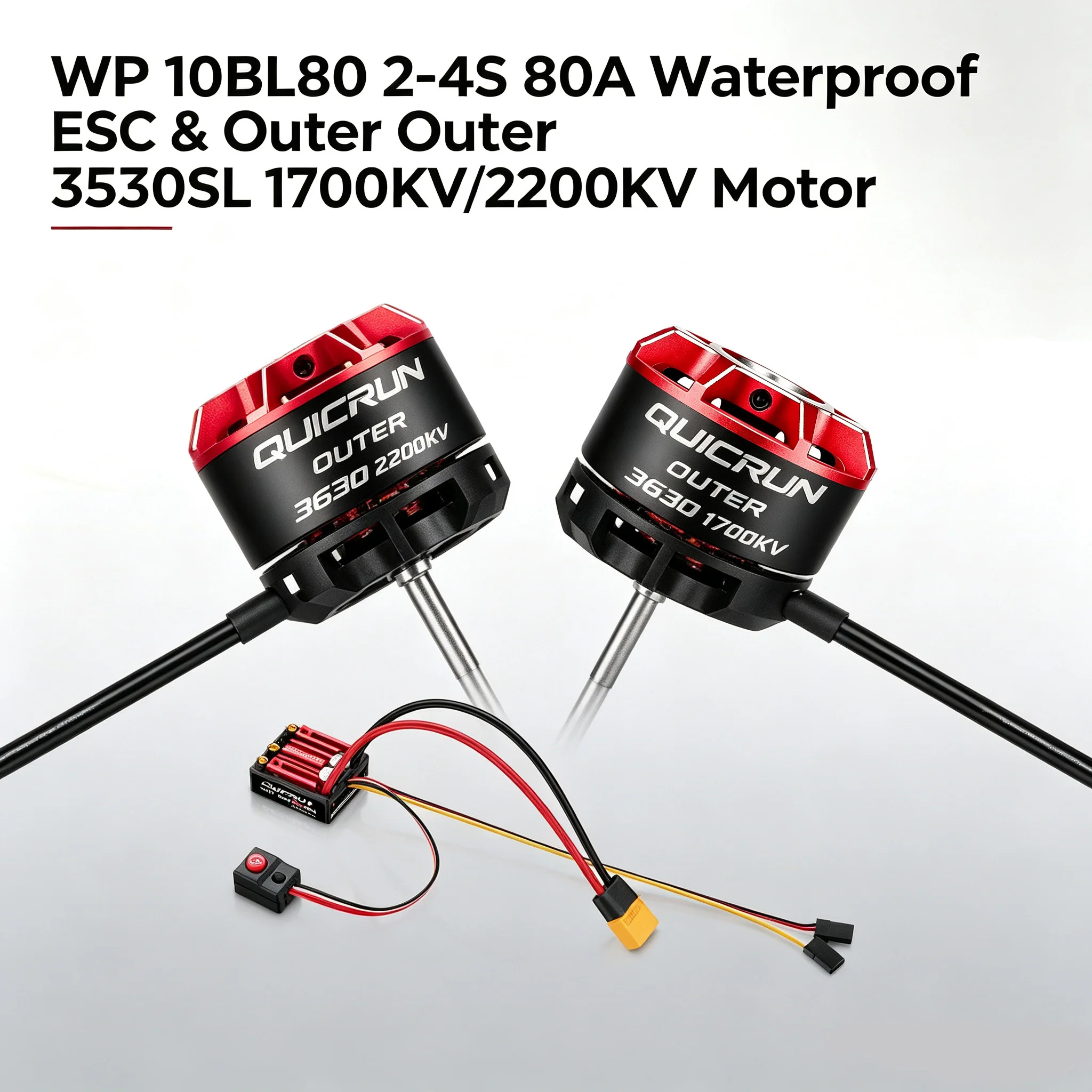 Hobbywing Quicrun WP 10BL80 80A Waterproof ESC Combo 2‑4S Outer 3530SL 1700/2200KV Brushless Motor for 1/10 RC Crawler Car Parts