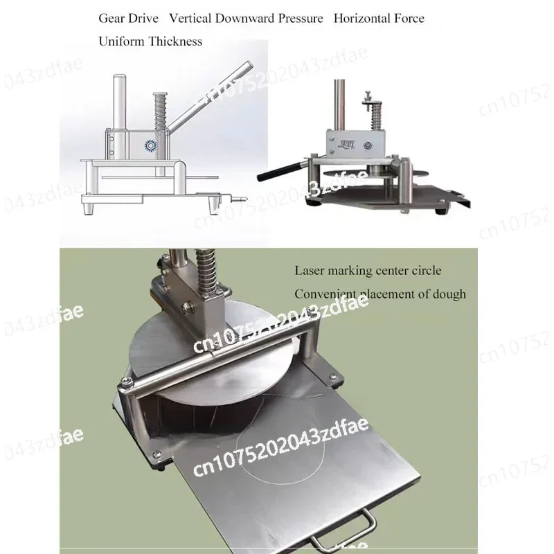 Commercial 20/25/30cm Hand Pizza Dough Press Machine Manual Dough Flattening Press Machine