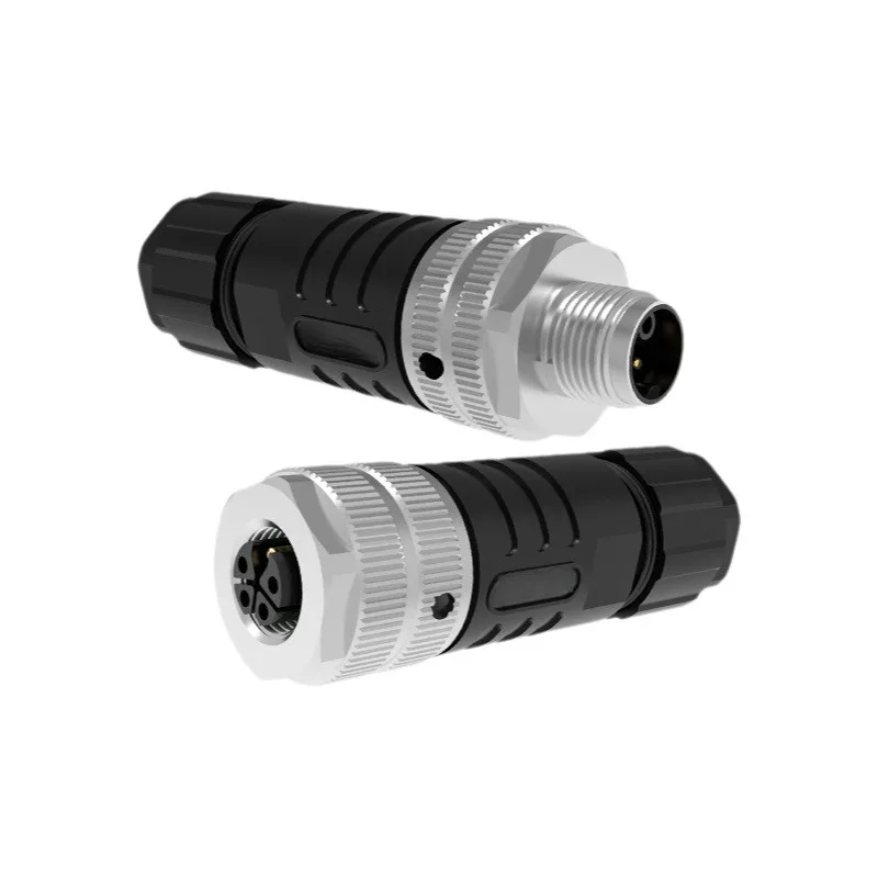 Power Type M12-L-5 Core Assembly Screw Crimp Waterproof Connector L Code Aviation Plug 4+PE