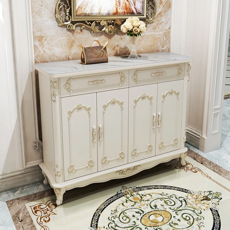 

European-style high-end Shoe cabinet light luxury household entrance integrated locker large capacity retro zapateros furniture