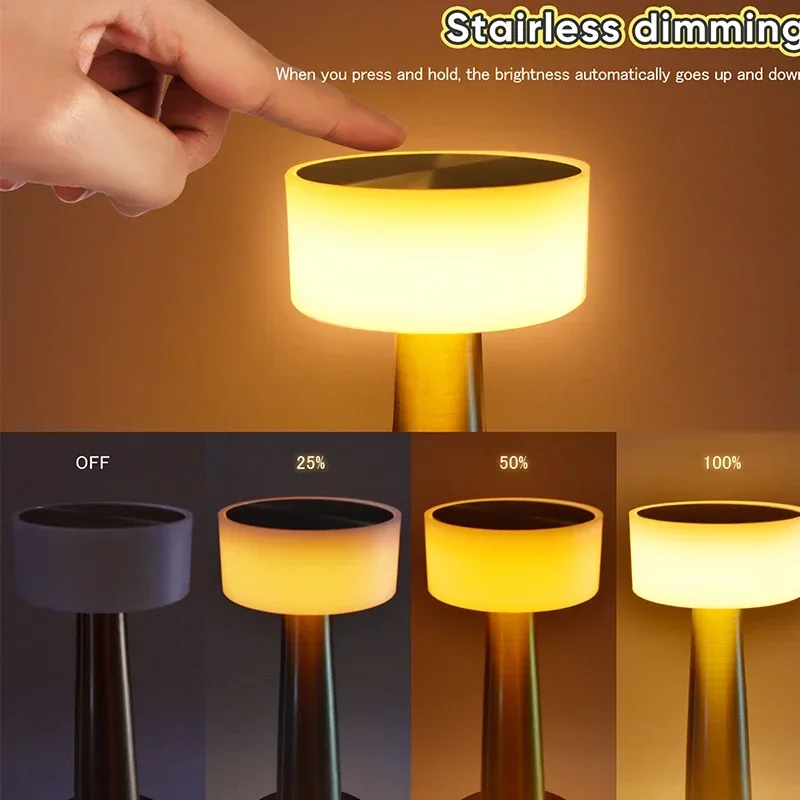 Rechargeable Touch Table Lamp Three Color Stepless Dimming Night Light Creative Desktop Decorative Light For Bar Bedroom Kitchen