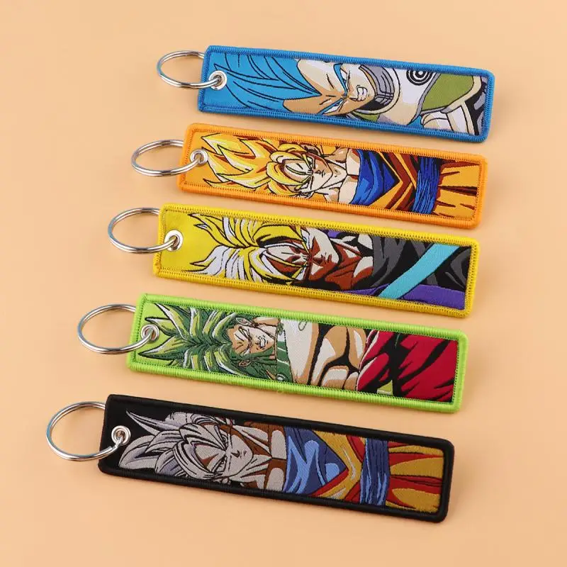 Anime Dragon Ball Knitted Keychain Lanyard New Goku Double-Sided Embroidery Keychain Men Women Backpack Decoration Pendant Gift