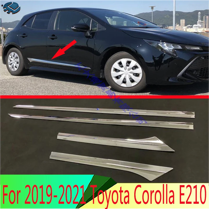 For 2019-2021 Toyota Corolla E210 Sport Hatch Hatchback Auris ABS Chrome Side Door Line Garnish Body Trim Molding Cover Bezel