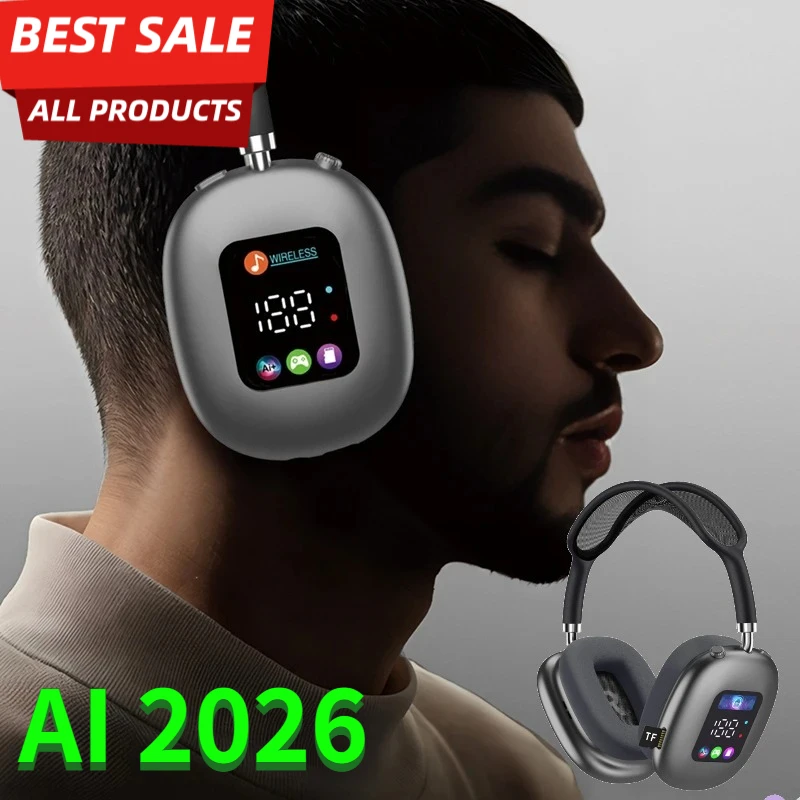 AI Translation MAX New Wireless Active Noise Cancelling Headphones Hybrid Wireless Headphones With Touch Control LED Screen