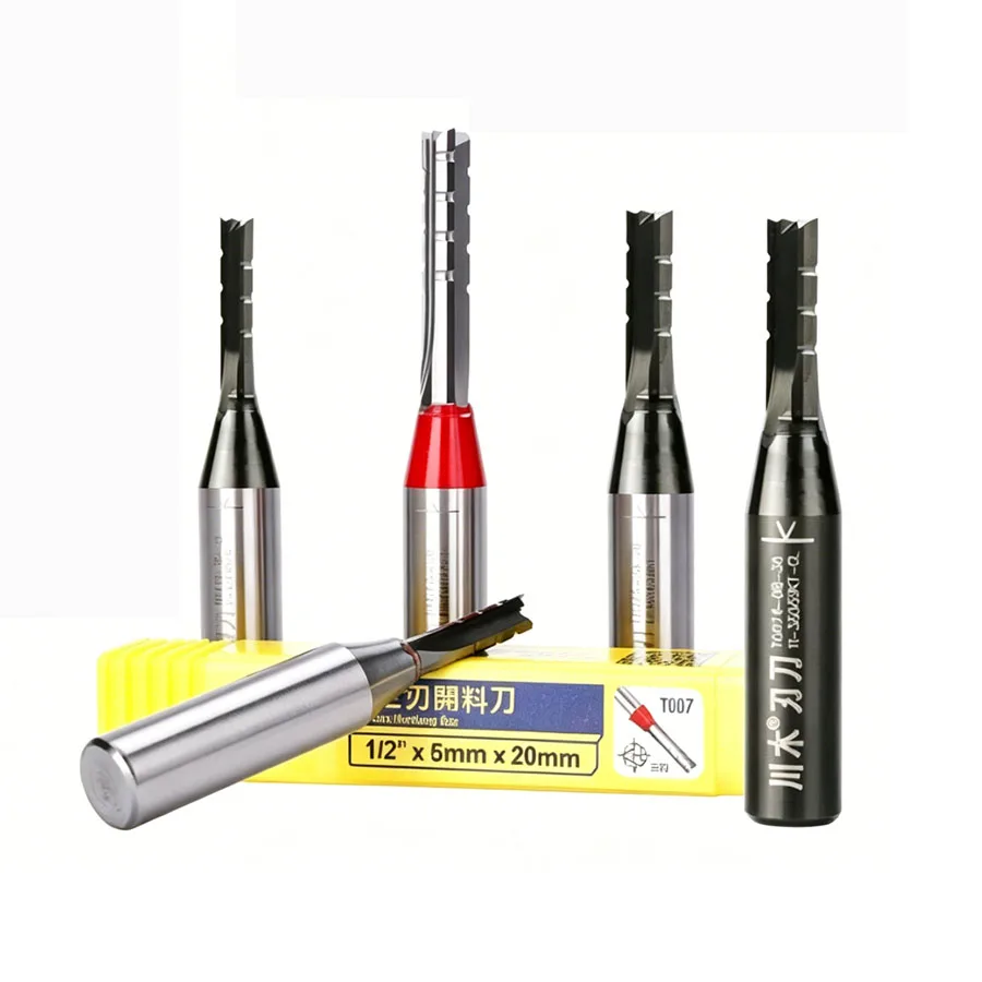 1/2 Three Blade Cutting Knife TCT Straight Knife Carving Cutting Knife Head Slotting CNC Woodworking Milling Cutter T007