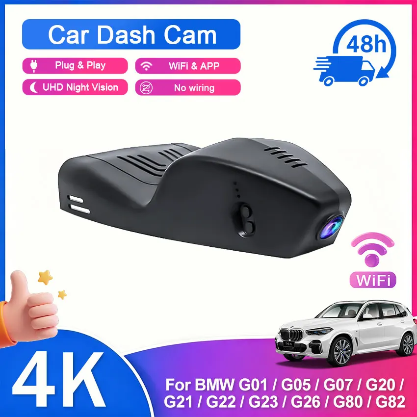 Dash Cam 4K Wifi Car Front Rear Camera APP Control Plug Play for BMW 3 Series G20 G21 G28,4 Series G22 G23 G26,M3 G80 G81,M4 G82