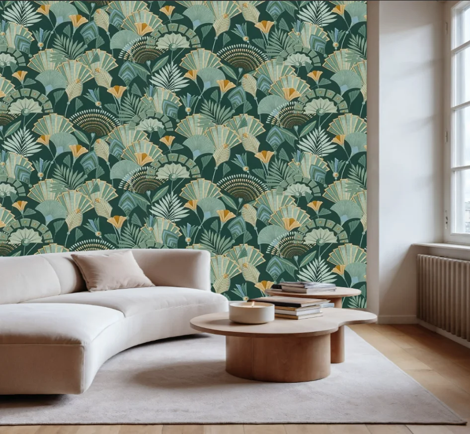 Customized Wallpaper Southeast Asian Plant Leaf Wallpaper Home Decoration Green Peacock Tail Feather Decoration Painting mural