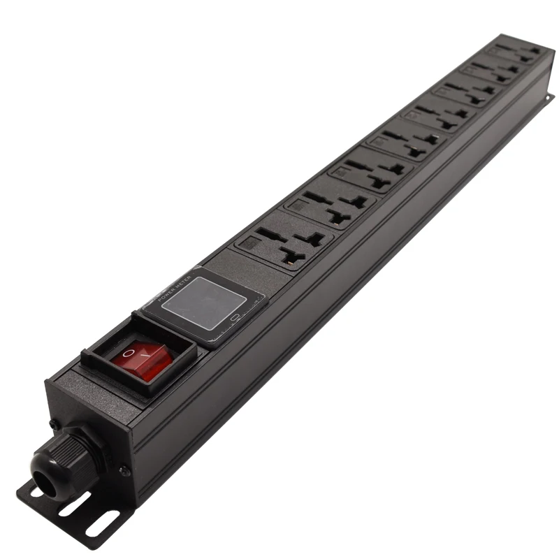 

3500W 16A ammeter LED switch Aluminum 8 AC Universal Outlets Power Strip Transfer interface Adapter PDU