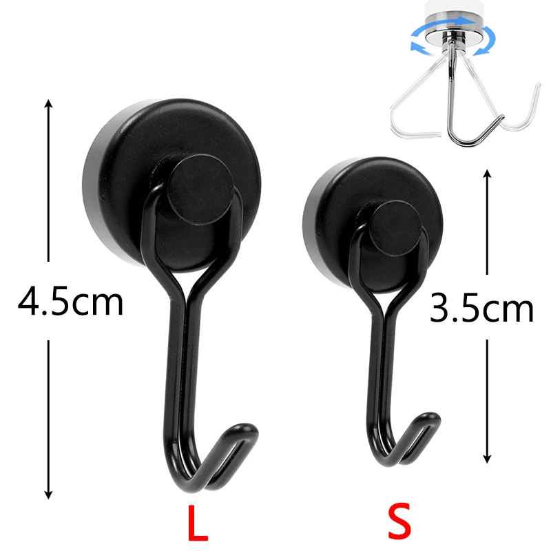 1/5pcs Strong Magnetic Hooks Multi-Purpose Heavy Duty Storage Home Kitchen Refrigerator Rotatable Magnet Hooks Bathroom Hangers