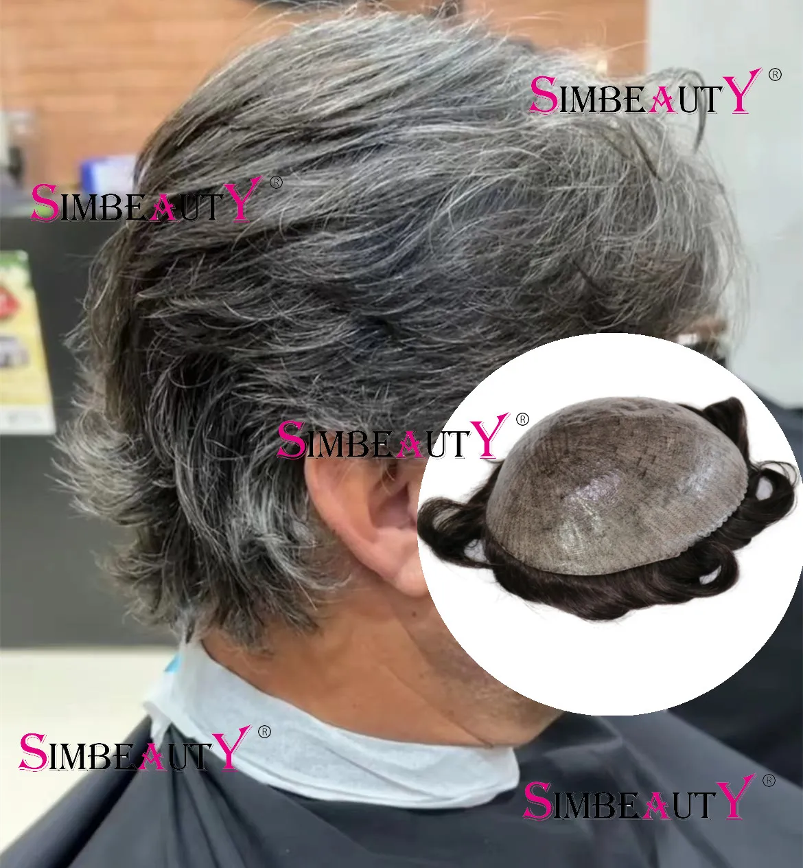 Microskin Natural Hairline 1B40 Brown Hair Skin Capillaries Full PU Toupee 100% Human hair wig Prosthesis Replacement system wig