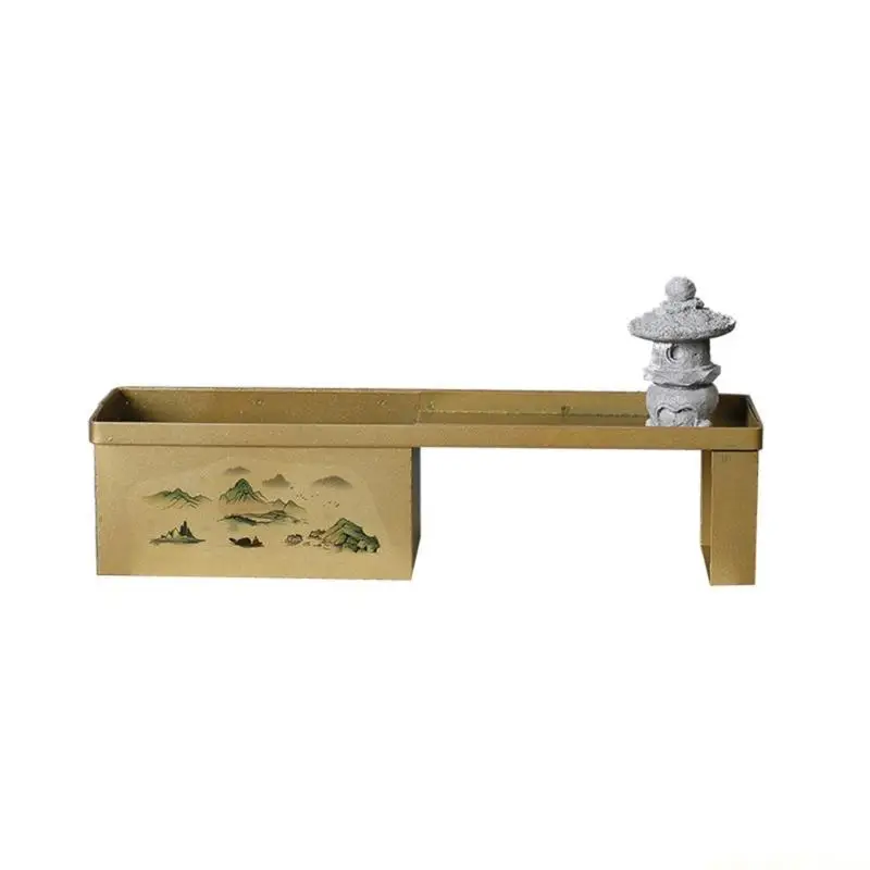 QX2E New Chinese-Style Retro Iron Vase with Flowers Plants Ornaments Creative Model Room Landscape Sand Table Pagoda