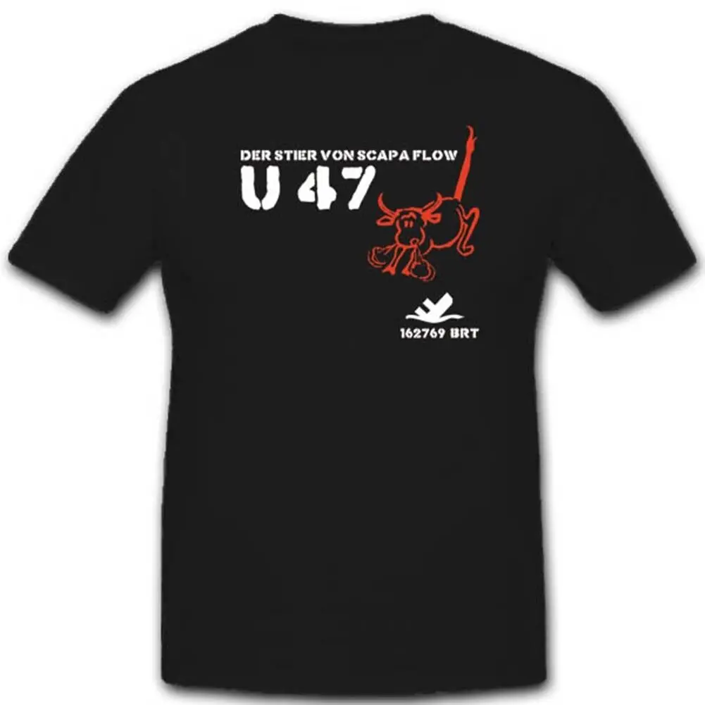 WWII German Naval Type VIIB U-boat U-47 Submarine T-Shirt 100% Cotton O-Neck Short Sleeve Summer Casual Mens T-shirt Size S-3XL