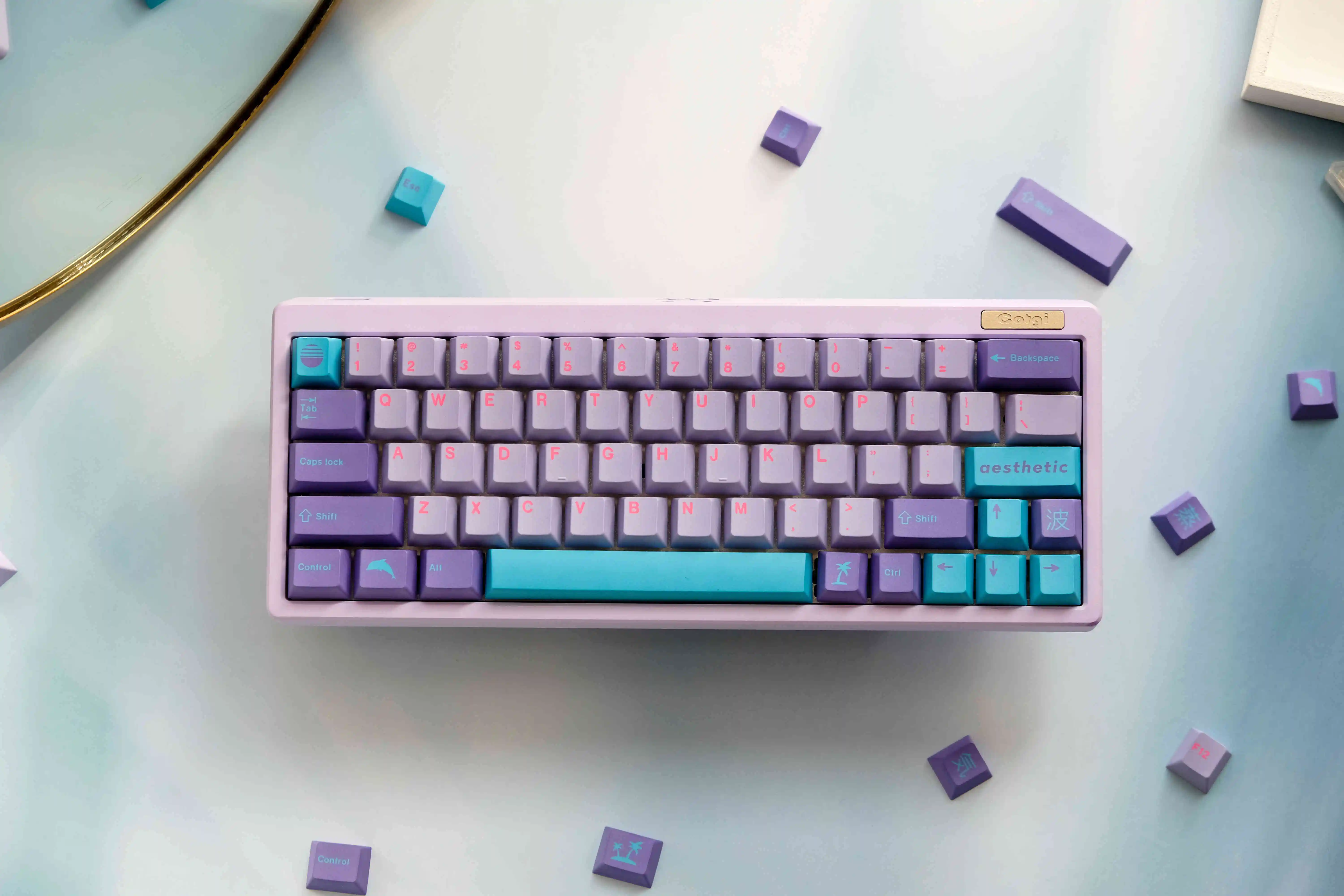 129 Keys GMK Vaporwave Keycaps Cherry Priofile Keycap PBT Dye Sublimation Key Cap For MX Mechanical Game Keyboard