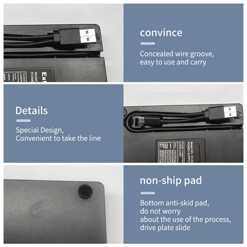 2in1 USB3.0 C Slim External DVD RW CD Writer Drive Burner Reader Player Optical Drives for Laptop PC DVD Burner-ABWO