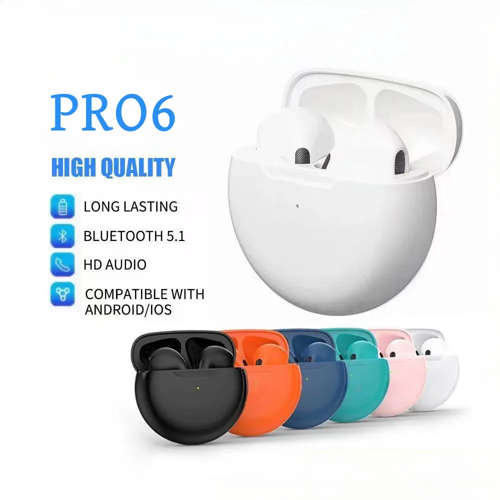 TWS-наушники Pro6, Bluetooth-наушники с микрофоном, 9D стерео, Pro 6, наушники для Xiaomi, Samsung, Android, Беспроводная Bluetooth-гарнитура TWS-наушники Pro6, Bluetooth-наушники с микрофоном, 9D стерео, Pro 6, наушники для Xiaomi, Samsung, Android, Беспроводная Bluetooth-гарнитура