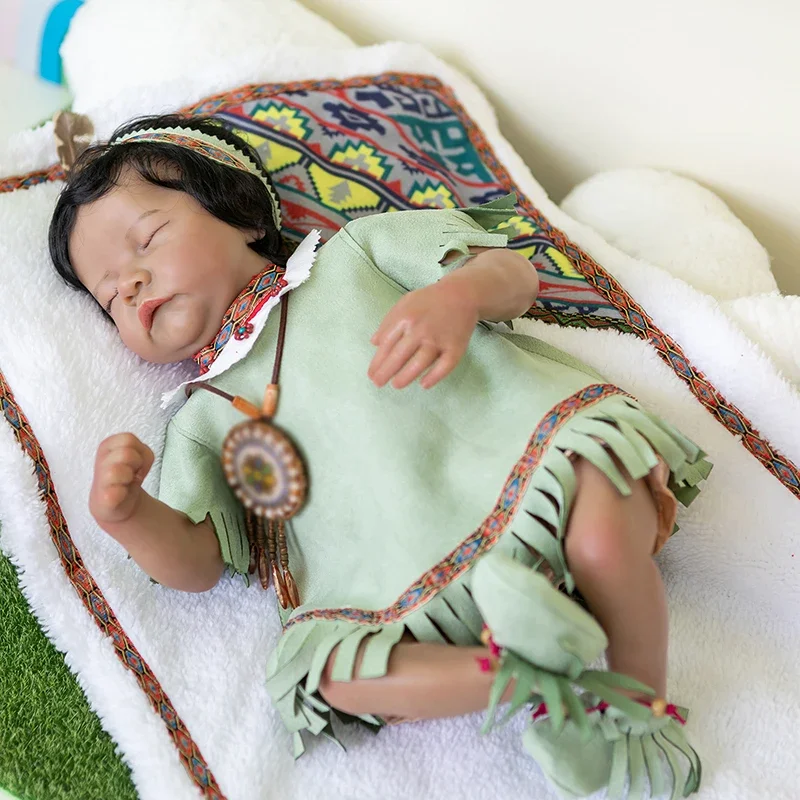 

19inch Reborn Doll Classic Boutique Indian Baby Newborn Size Doll Levi Hand Paint 3D Skin Collectilbe Art Doll