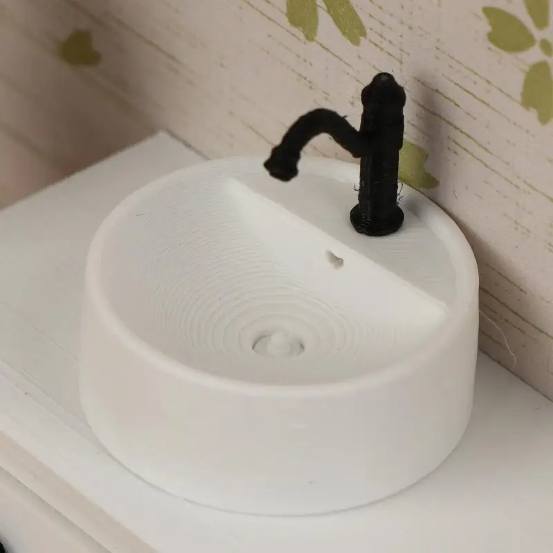 

1/12 Dollhouse Simulation Sink Cabinet Model Dollhouse Bathroom Furniture Decoration Dolls House Living Scene Ornament Toys