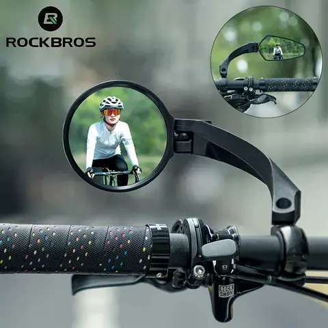 ROCKBROS 자전거 백미러 HD 오토바이 스쿠터 MTB 핸들바 백미러 360 ° 조정 가능한 사이클링 자전거 액세서리