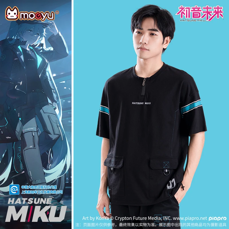 2023 Moeyu Hatsune Miku Cosplay Rider T-Shirt Pants Women Men Anime t shirt Vocaloid Over-size t-shirts Trousers Casual Costume