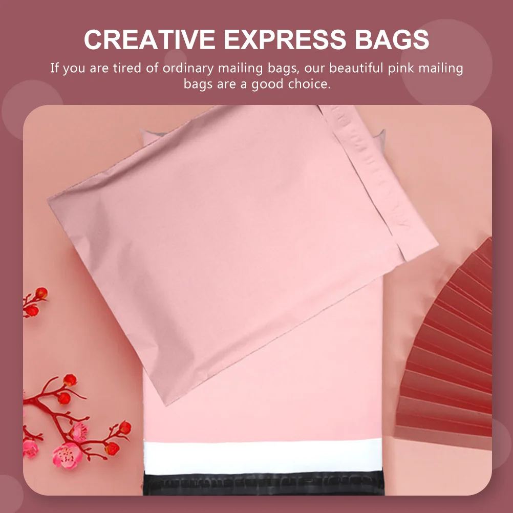 

50Pcs Thick Plastic Courier Bags Pink Mailing Envelope Mailer Strong Adhesive Express Packing Bags for Delivery Logistics