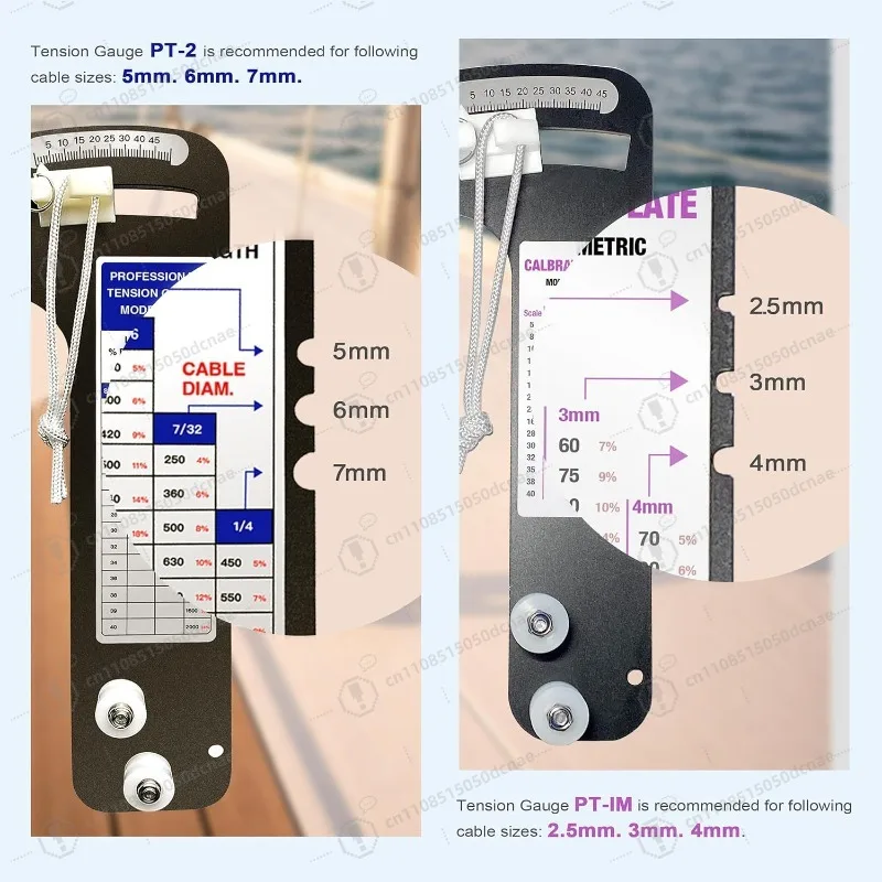 PT-2 Rigging Tension Gauge, 2000 Lbs Capacity Hands-Free Wire Rope Tension Meter for Sailboat Rigging, Mast Cable