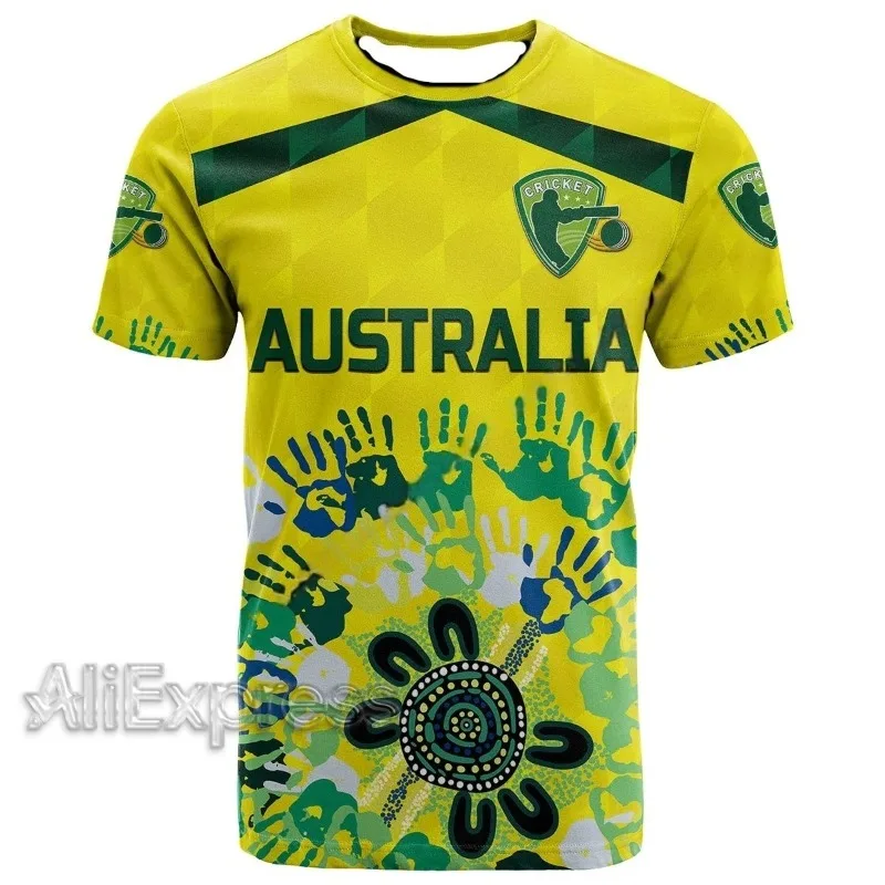 Australian Cricket Ashes Go Australian Art Custom 3D Printed T-shirt Top Men's Quick Drying Breathable Adult Men's Short Sleeves