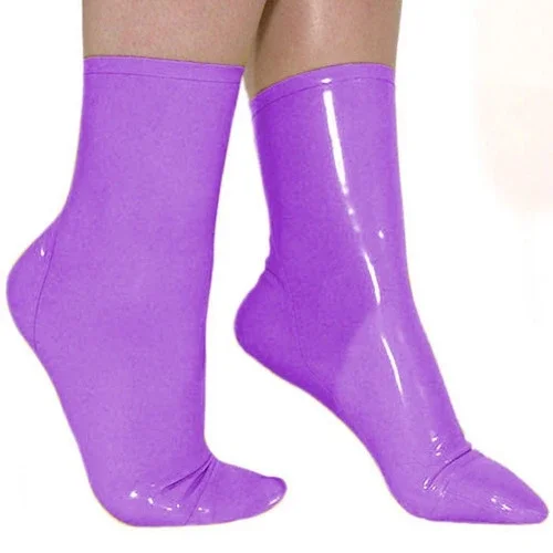 

New Style Latex Socks Handmade Purple Socken Ankle 0.4mm Rubber Waterproof Size S-XXL