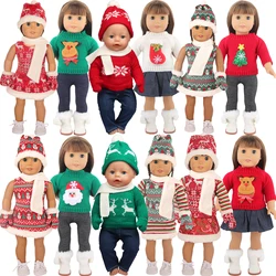Christmas Doll Clothes Suit For American 18 Inch Girl Doll Cute Outfit Dress Seet For 43Cm Baby New Born&Our generation Doll Toy